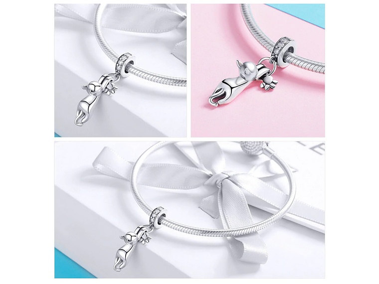 Charm Dije Plata 925 Gato y Patita 3