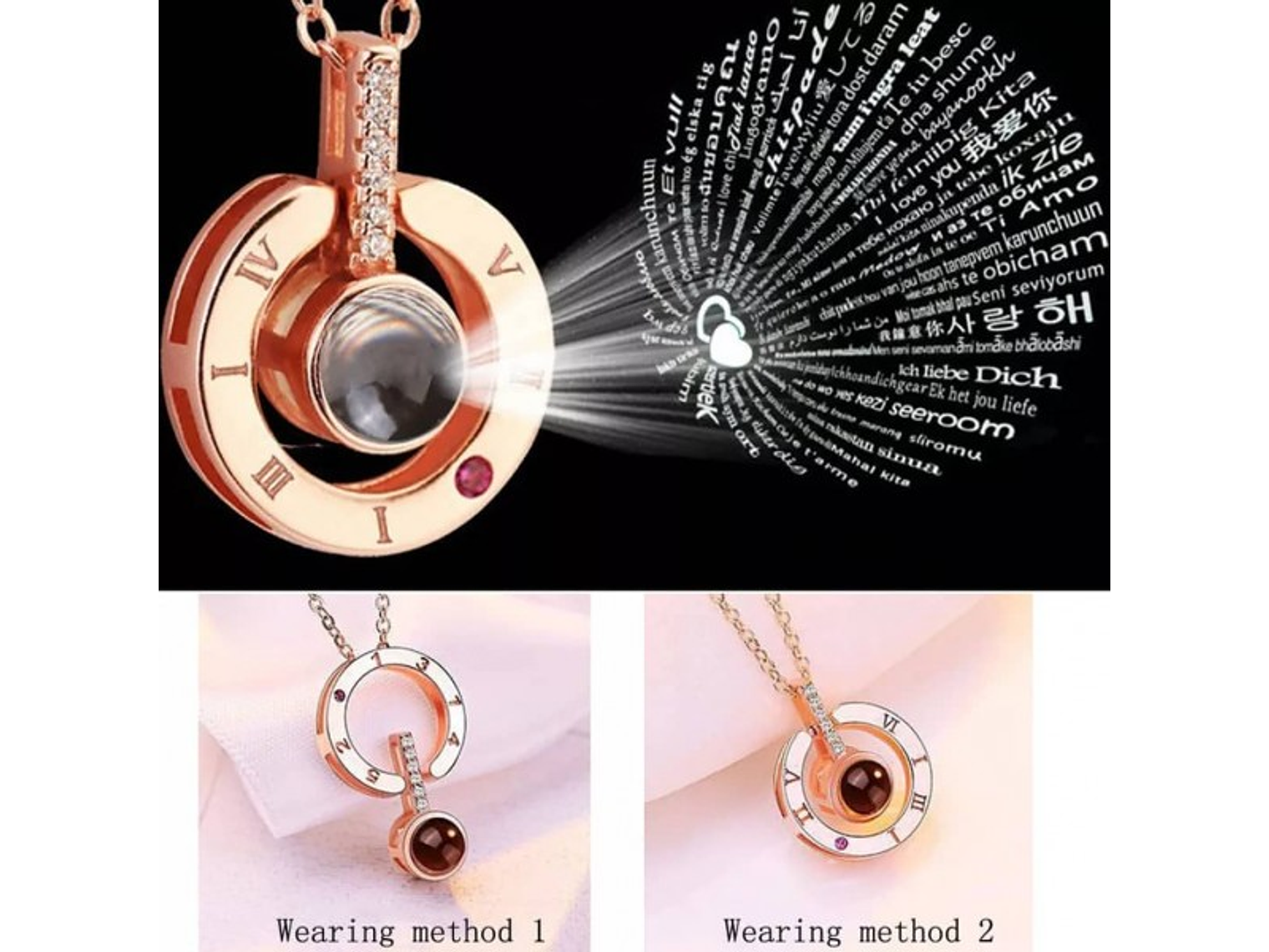 Collar Colgante Te Amo en 100 Idiomas Dorado 5