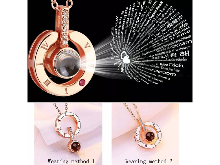 Collar Colgante Te Amo en 100 Idiomas Dorado 7