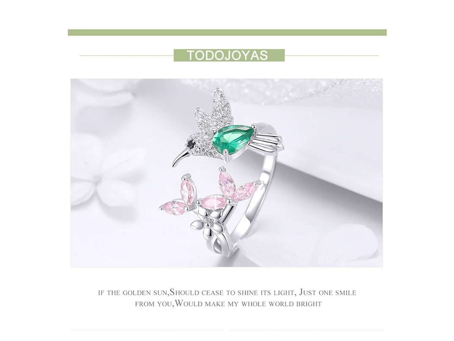Anillo Plata 925 Colibri Picaflor Circones 2