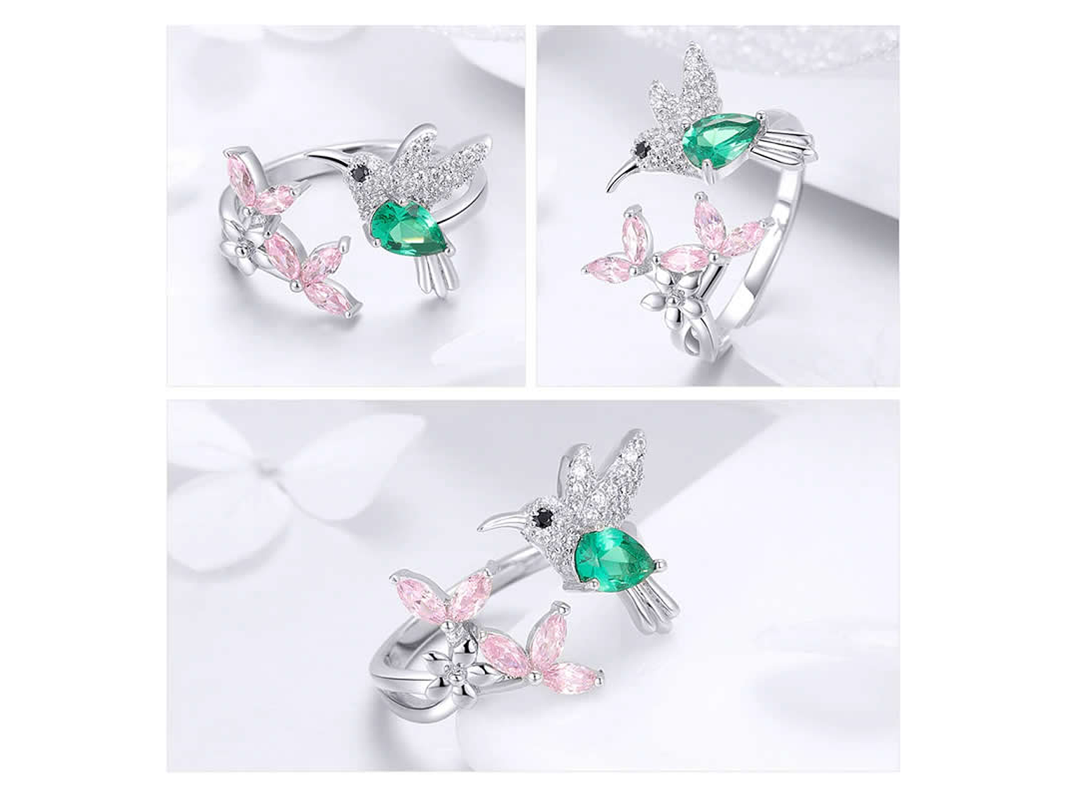 Anillo Plata 925 Colibri Picaflor Circones 4