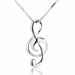 Collar Plata 925 Colgante Nota Musical