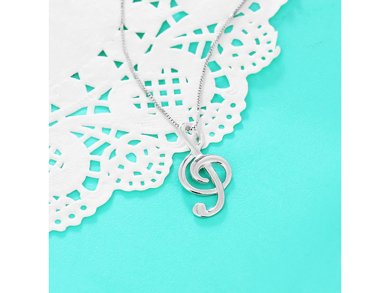 Collar Plata 925 Colgante Nota Musical 3