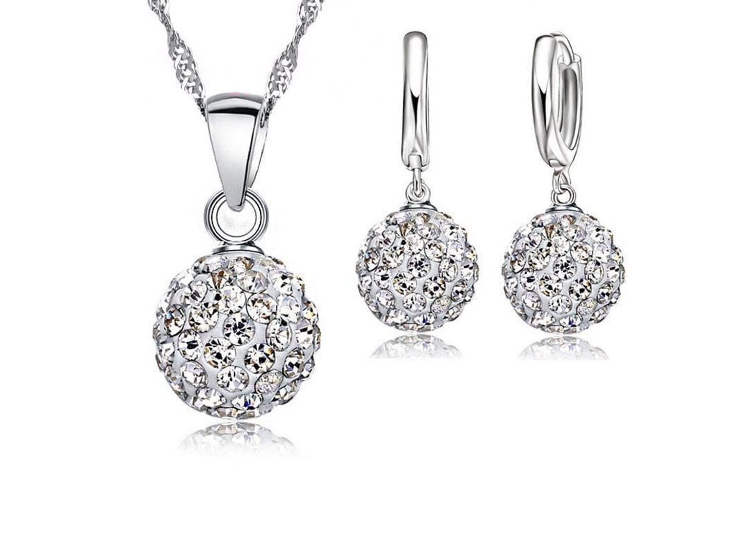 Conjunto Esfera Cristal Plateado 1