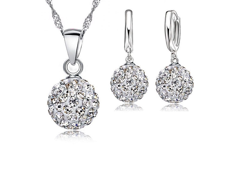 Conjunto Esfera Cristal Plateado 1