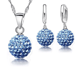 Conjunto Esfera Cristal Azul Plateado