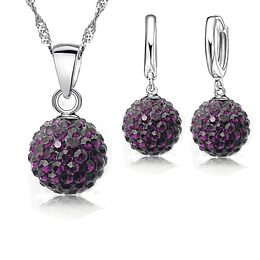 Conjunto Esfera Cristal Morado Plateado