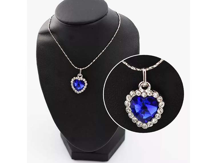 Conjunto Collar Aros Titanic Corazon Oceano 2
