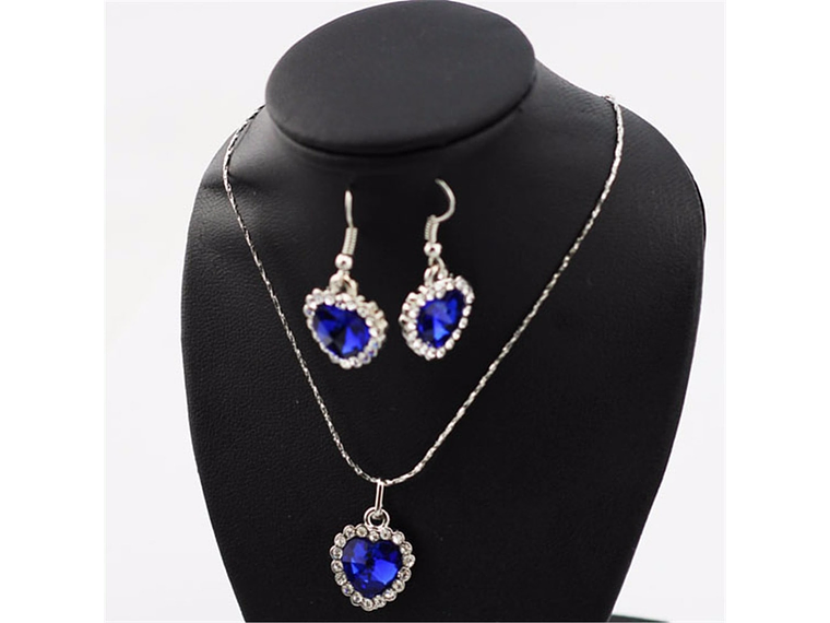 Conjunto Collar Aros Titanic Corazon Oceano 4