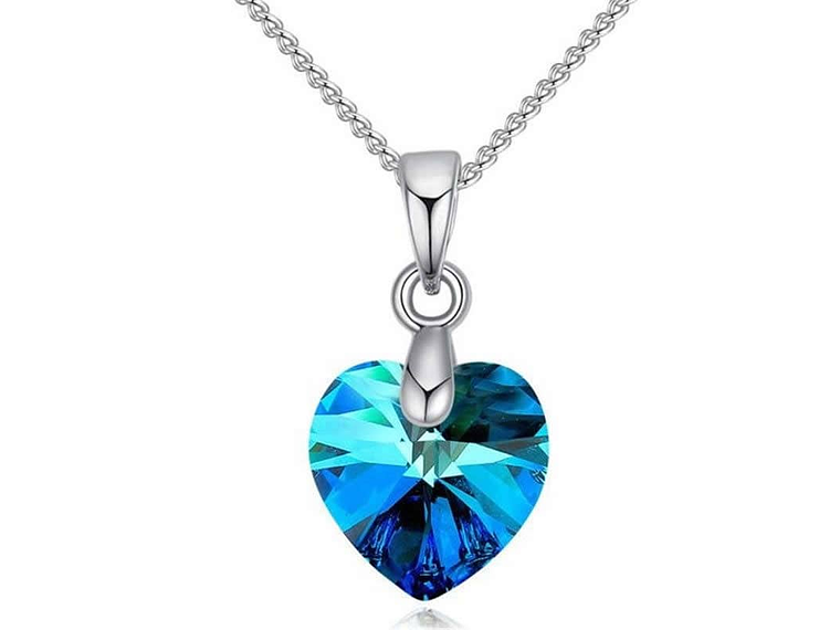 Collar Colgante Cristal Azul Plateado 1