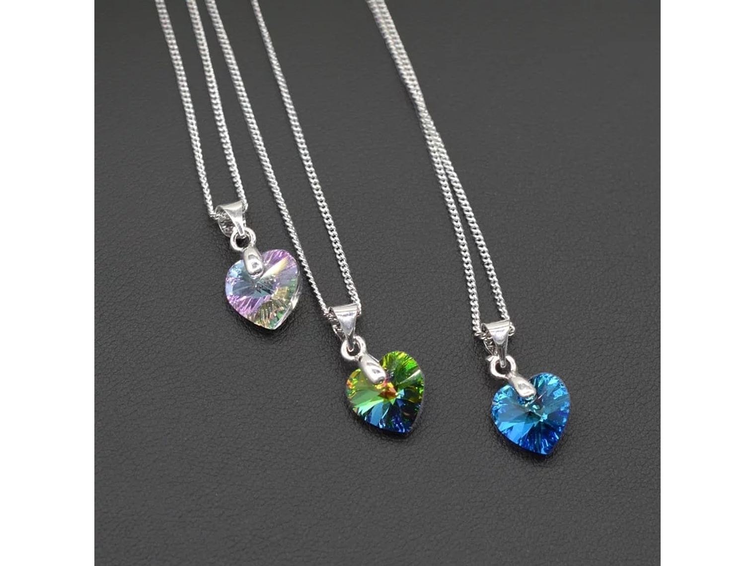 Collar Colgante Cristal Azul Plateado 3