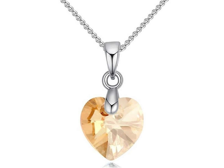 Collar Colgante Cristal Amarillo Plateado 1