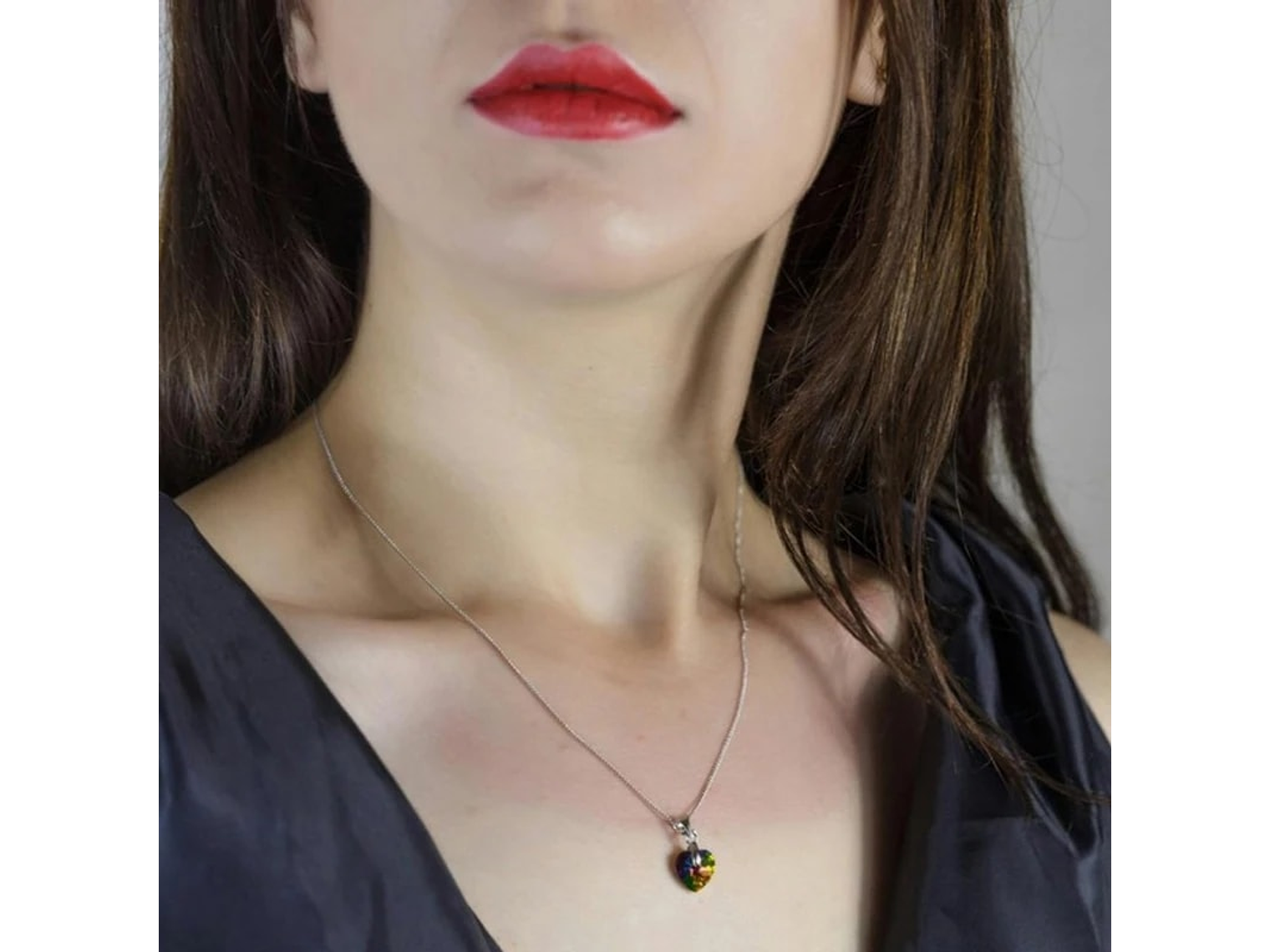 Collar Colgante Cristal Amarillo Plateado 2