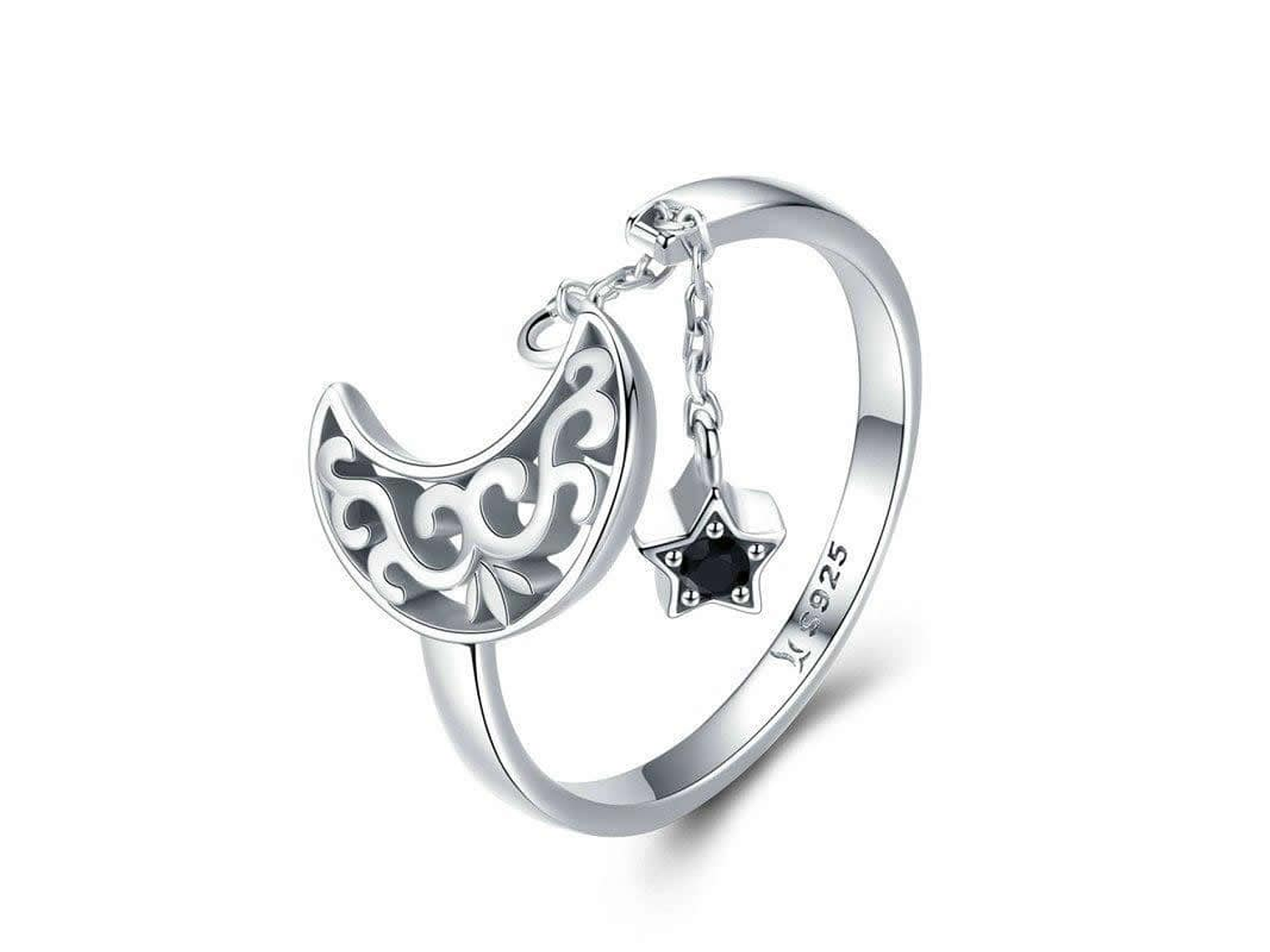 Anillo Plata 925 Luna y Estrella 1