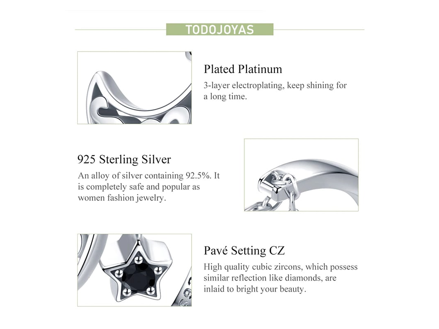 Anillo Plata 925 Luna y Estrella 3