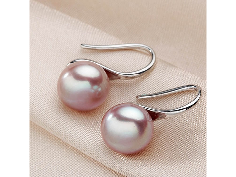 Aros Plata 925 Perla Morado 2