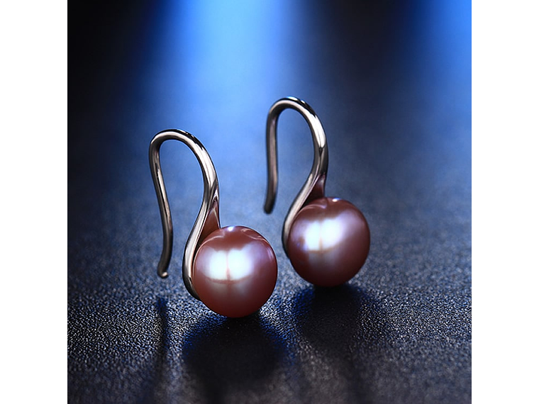 Aros Plata 925 Perla Morado 3