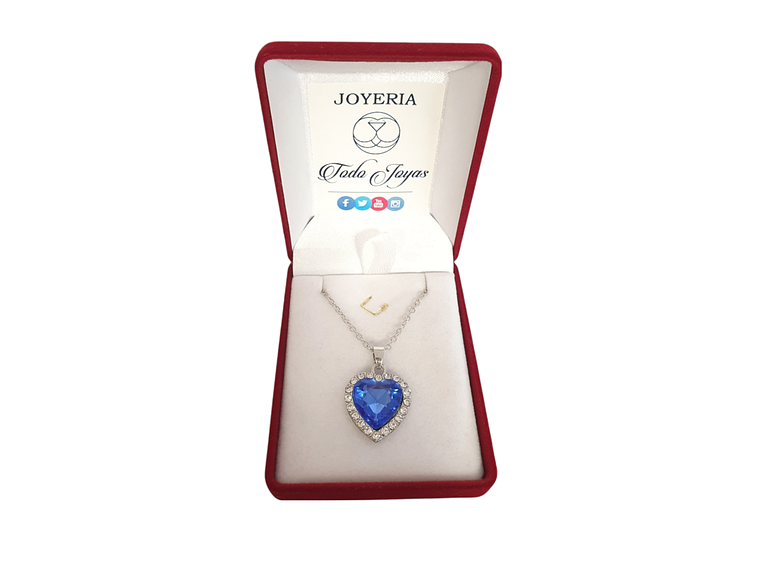 Collar Colgante Titanic Corazon del Oceano Azul 2