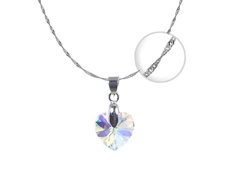 Collar Plata 925 Cristal 14mm Aurora Boreal  1