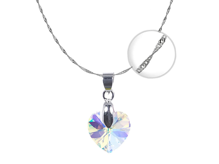 Collar Plata 925 Cristal 18mm Aurora Boreal  1