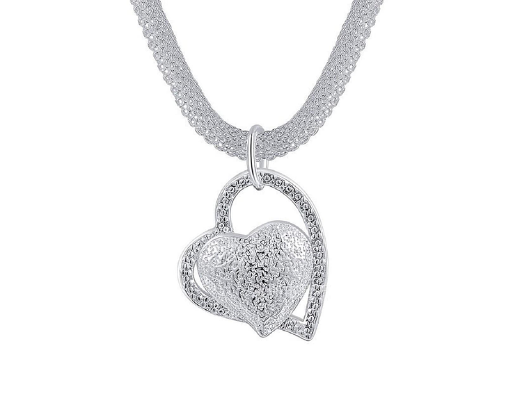 Collar Colgante Corazon Plateado 1