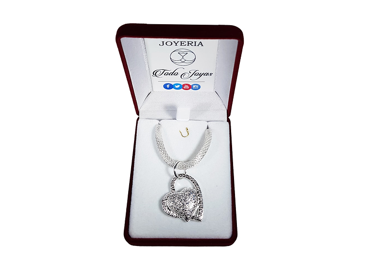 Collar Colgante Corazon Plateado 2