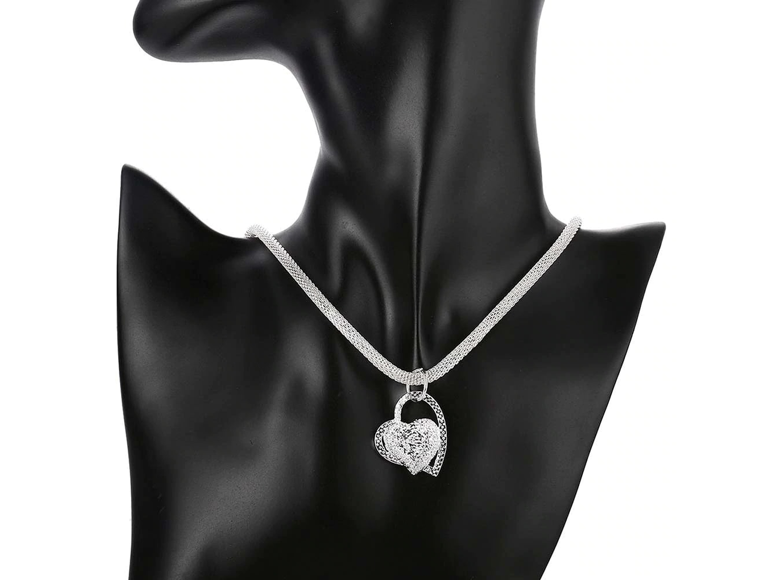 Collar Colgante Corazon Plateado 3