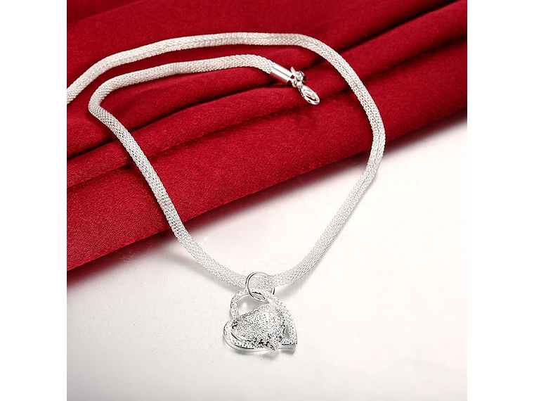 Collar Colgante Corazon Plateado 4