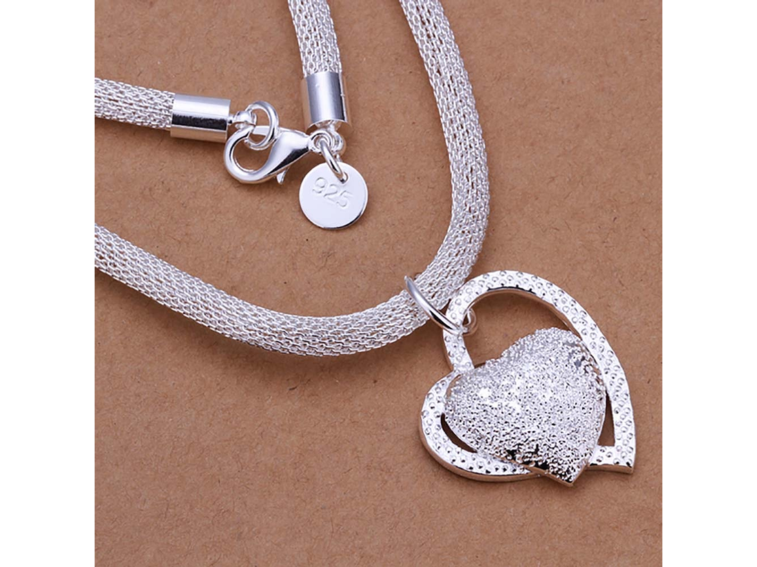 Collar Colgante Corazon Plateado 5