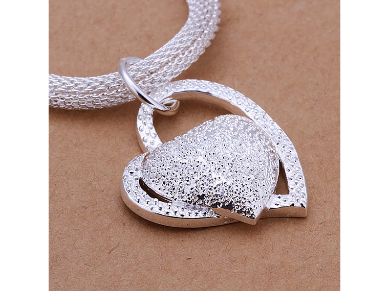 Collar Colgante Corazon Plateado 6