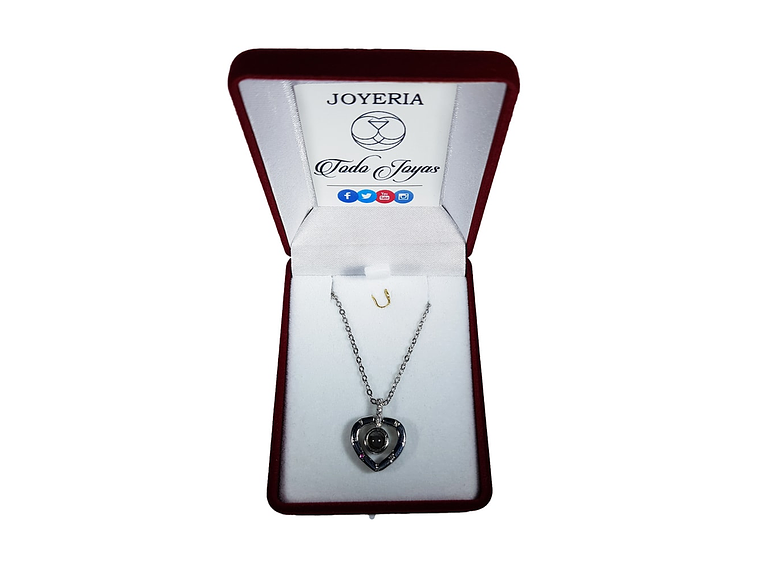 Collar Corazon Te Amo en 100 Idiomas Plateado 2