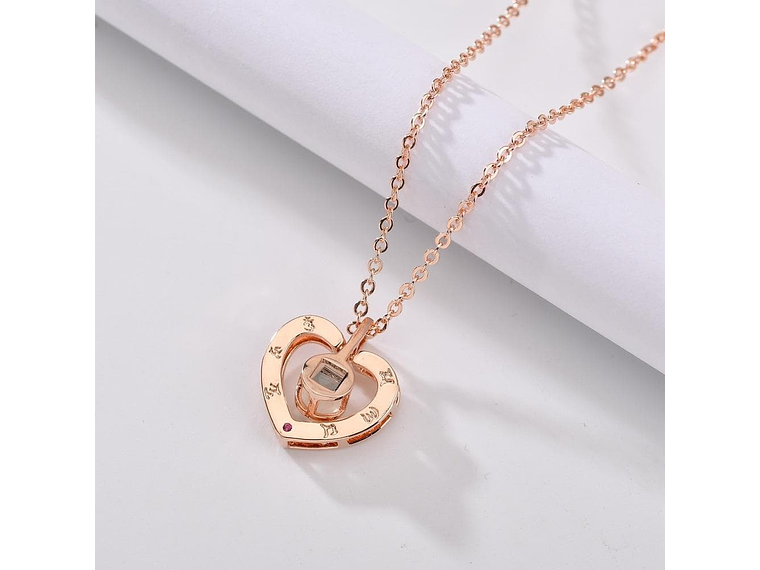 Collar Corazon Te Amo en 100 Idiomas Dorado 5