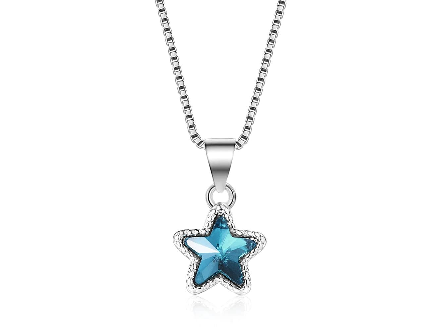 Collar Estrella Circon Azul Plateado 1