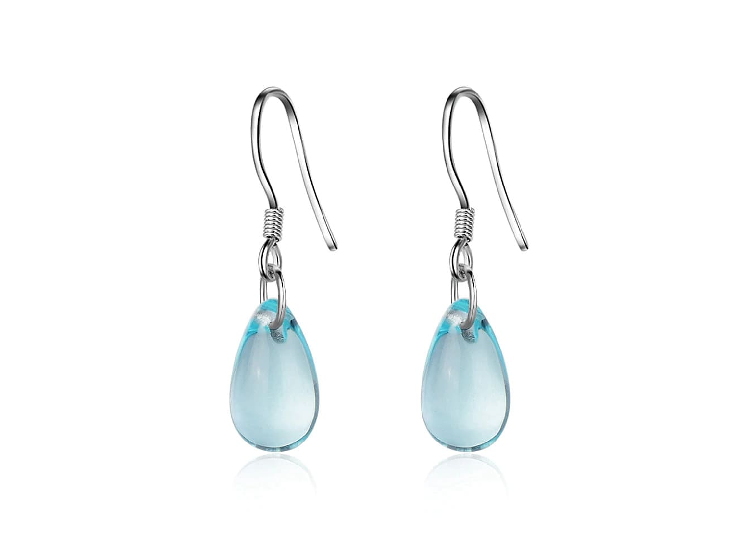 Aros Gota Cristal Celeste Colgante 1