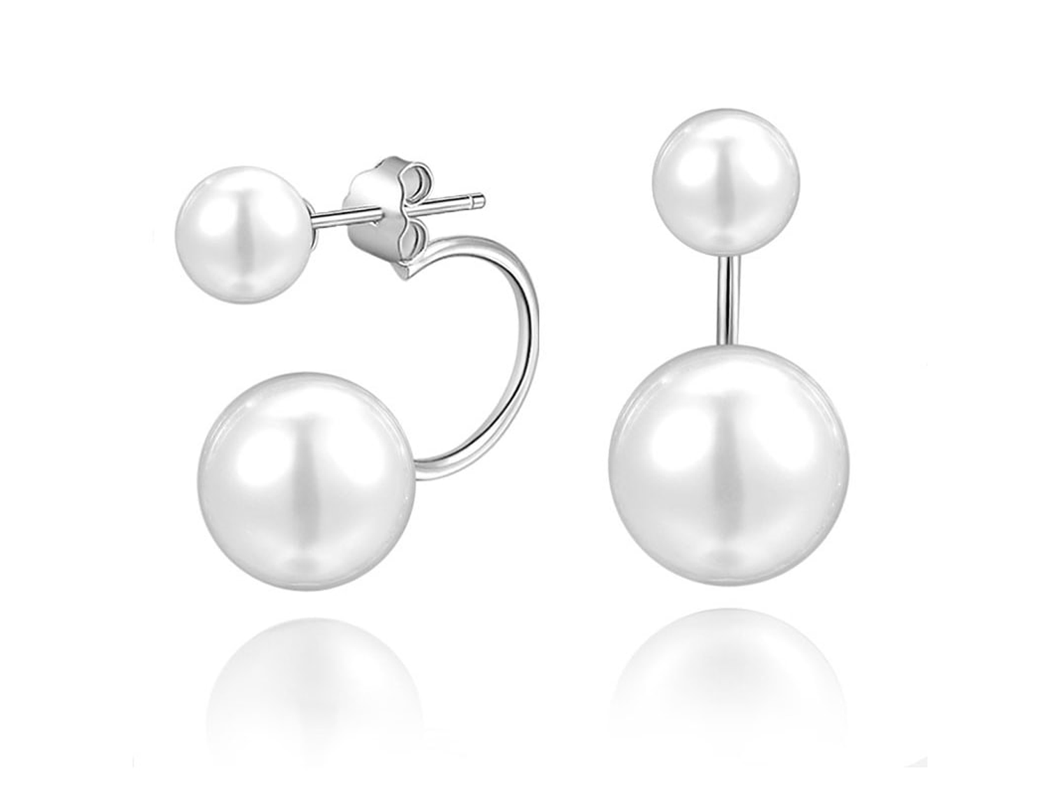 Aros Perla Doble Plateado 1