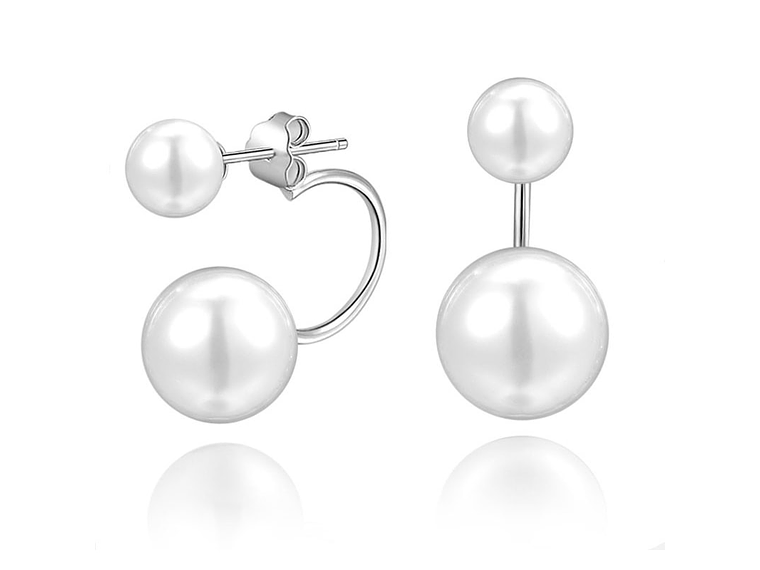 Aros Perla Doble Plateado 1