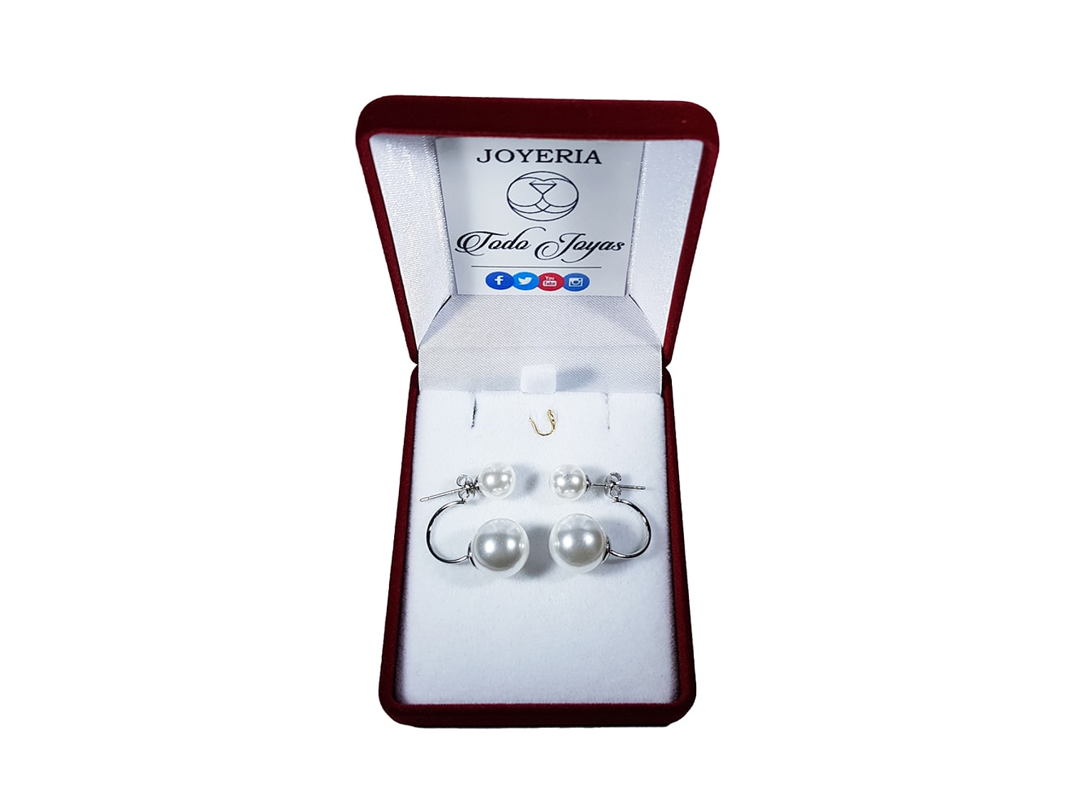 Aros Perla Doble Plateado 2