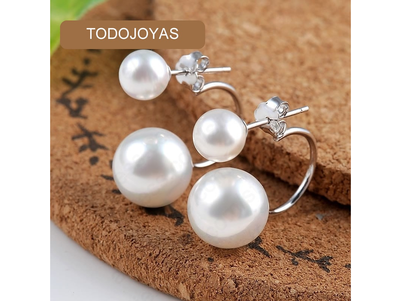 Aros Perla Doble Plateado 3