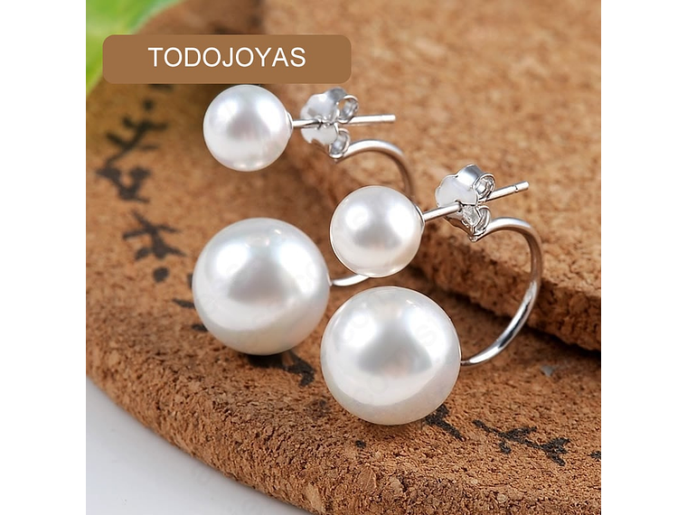 Aros Perla Doble Plateado 3