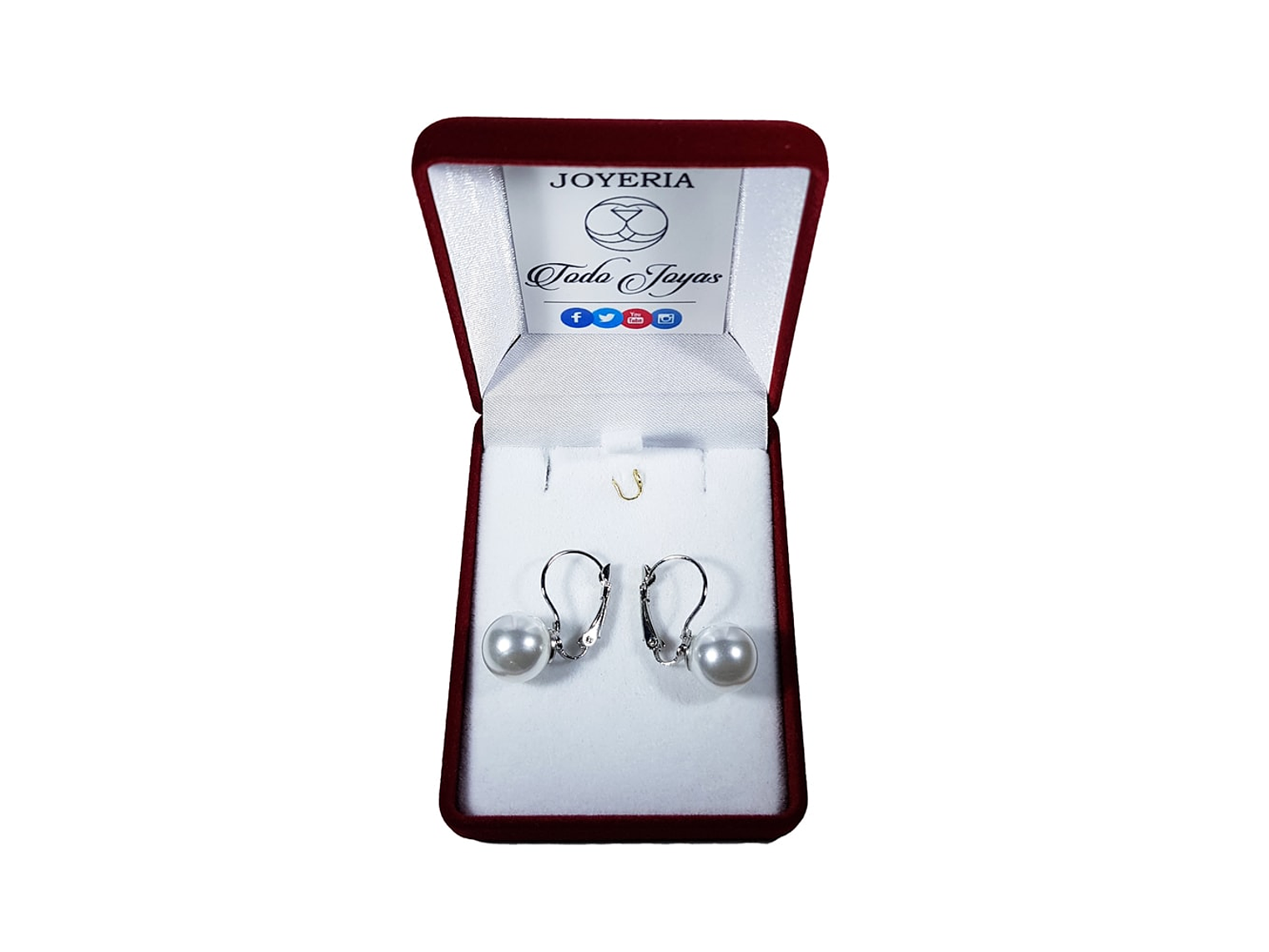Aros Perla Colgante Plateado 2
