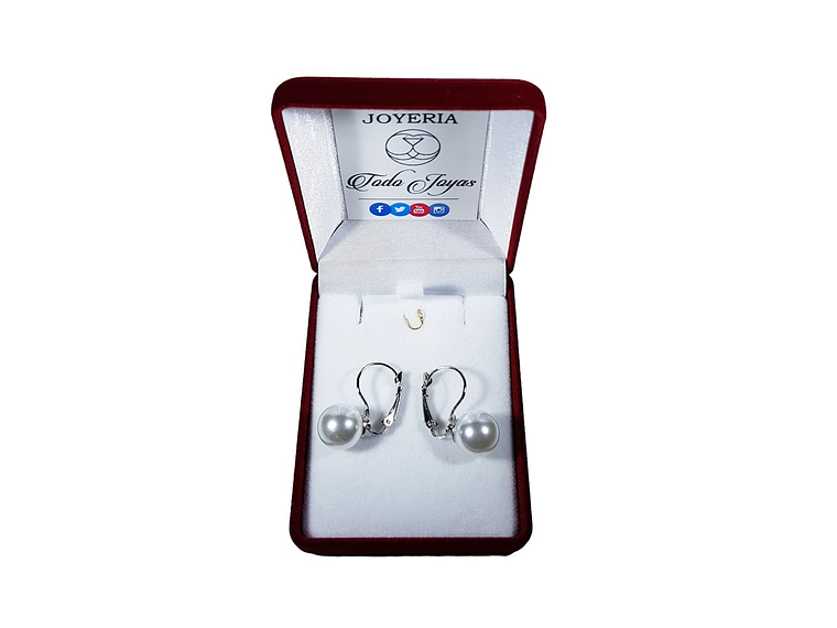 Aros Perla Colgante Plateado 2