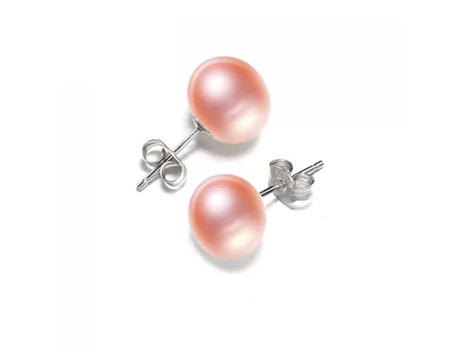 Aros Plata 925 Pasador Perla Rosada 1