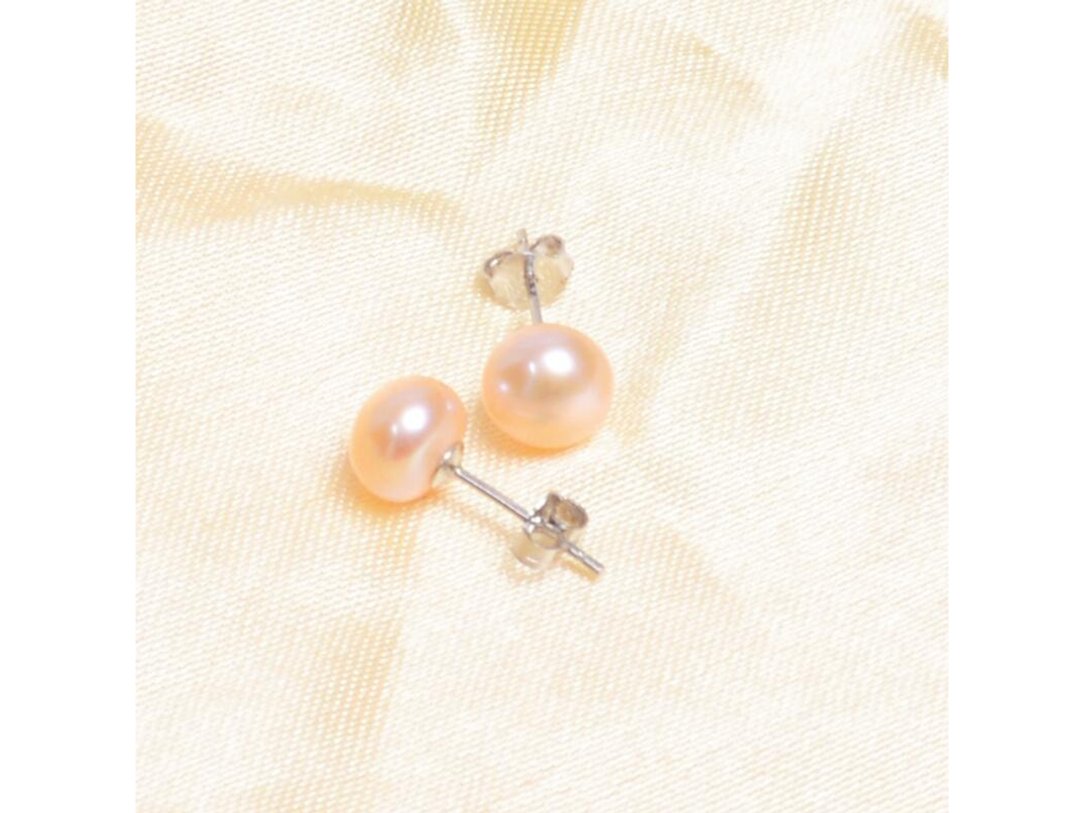 Aros Plata 925 Pasador Perla Rosada 3