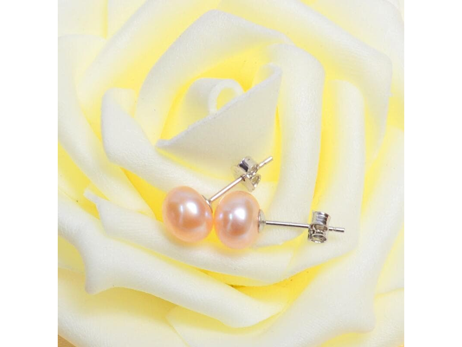 Aros Plata 925 Pasador Perla Rosada 4