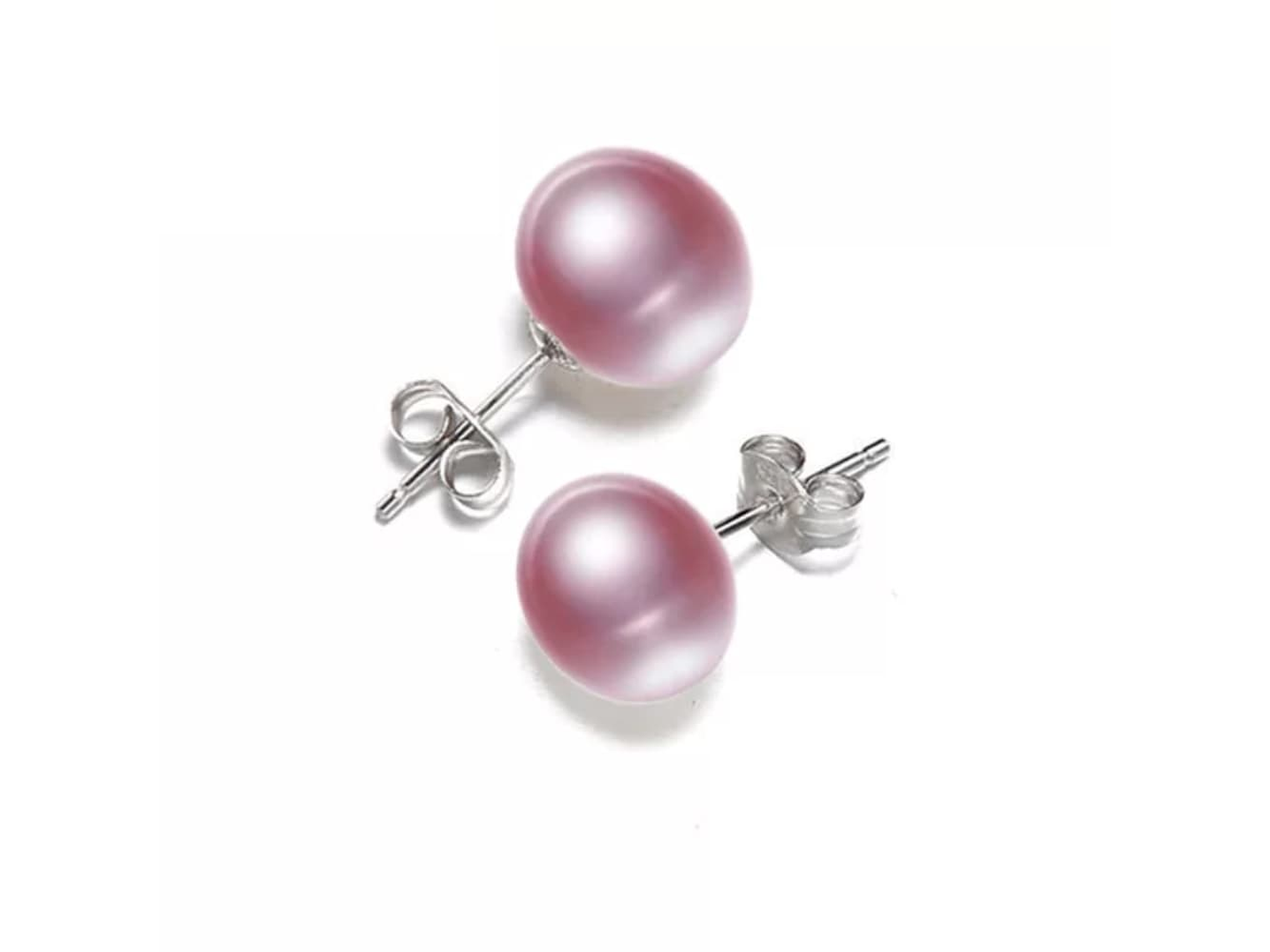 Aros Plata 925 Pasador Perla Morada 1