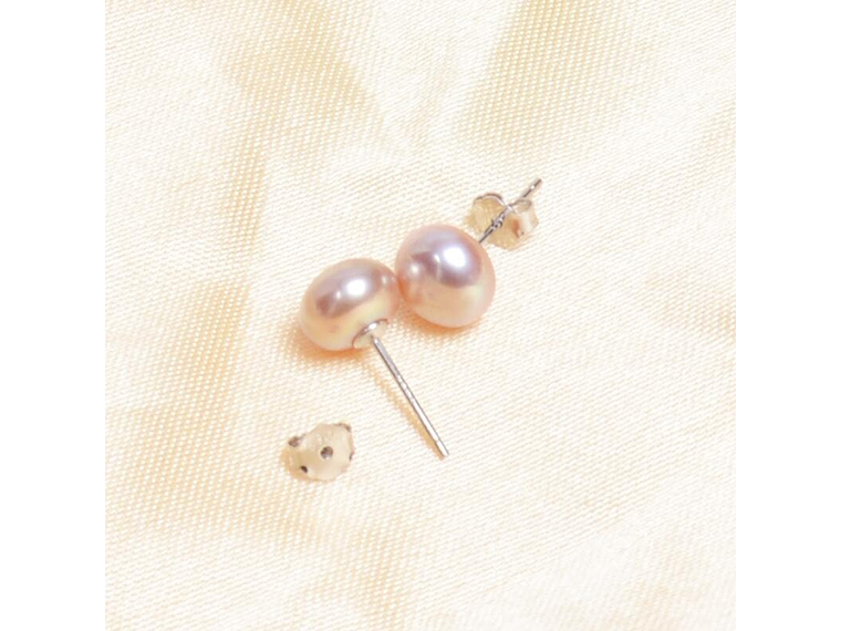 Aros Plata 925 Pasador Perla Morada 3