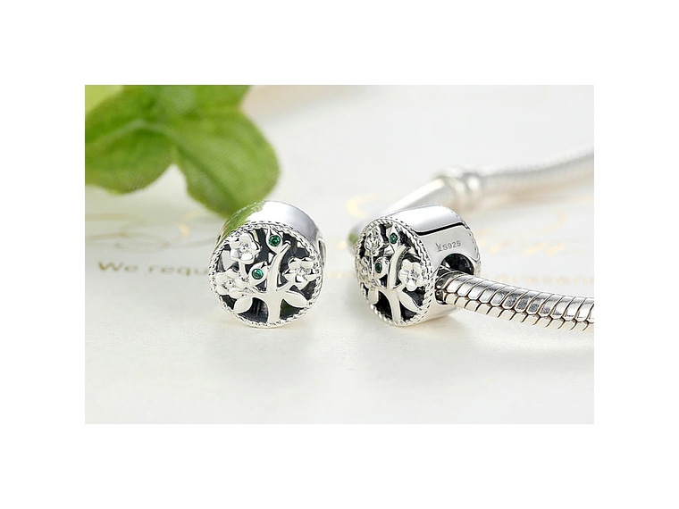 Charm Plata 925 Arbol de La Vida Circular 4