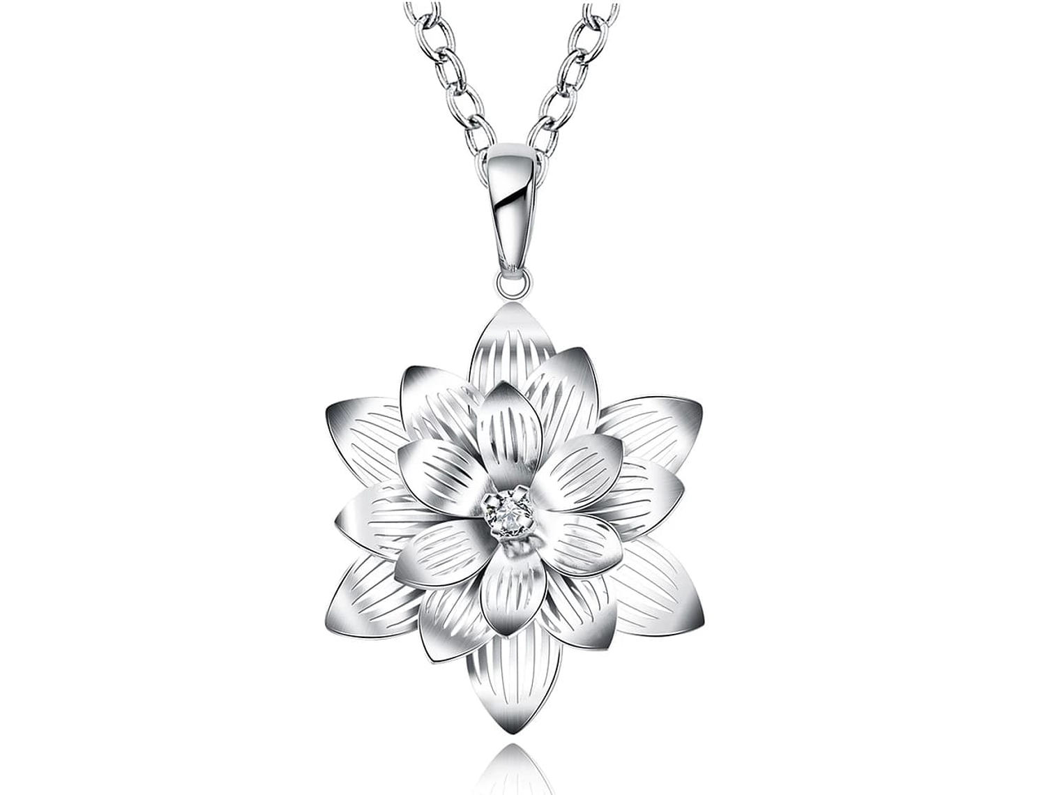 Collar Colgante Flor de Loto Plateado 1