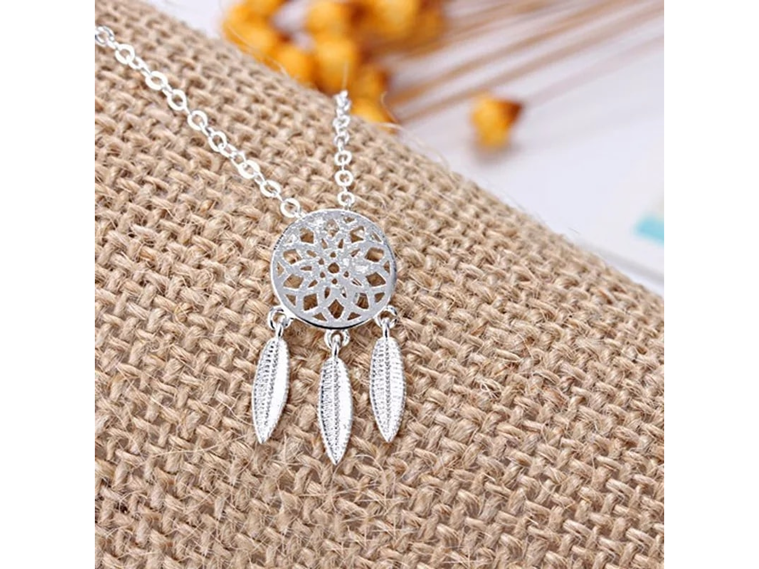 Collar Colgante Atrapa Sueños Plateado 3