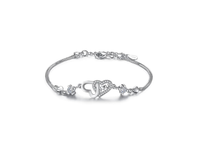 Pulsera Corazones con Circones Plateado 1